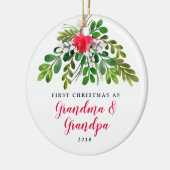 Red en Green Mistletoe New Grandma New Grandpa Keramisch Ornament (Links)