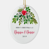 Red en Green Mistletoe New Nonna New Nonno Keramisch Ornament (Rechts)