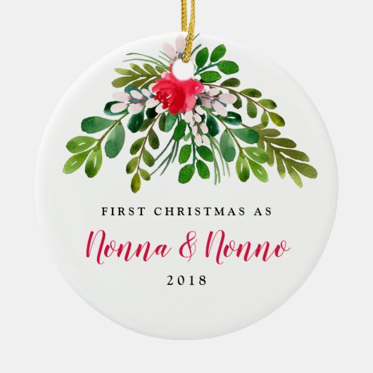 Red en Green Mistletoe New Nonna New Nonno Keramisch Ornament (Voorkant)