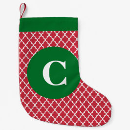 Red en Green Moroccan Print Initiaal Stocking Kleine Kerstsok