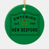 Red en Green, New Bedford Holiday Wreath Keramisch Ornament (Voorkant)