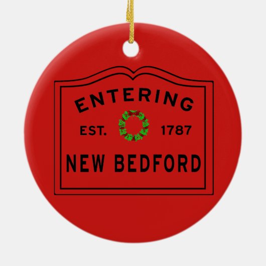 Red en Green, New Bedford Holiday Wreath Keramisch Ornament (Achterkant)