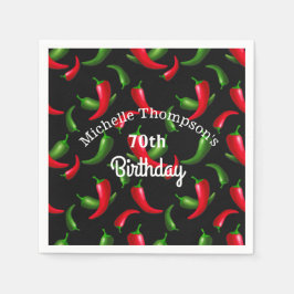 Red en Green Pepper Birthday Napkins Servetten