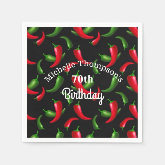 Red en Green Pepper Birthday Napkins Servetten (Voorkant)