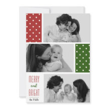 Red en Green Polka Dots Photo Holiday Kaart