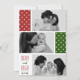 Red en Green Polka Dots Photo Holiday Kaart