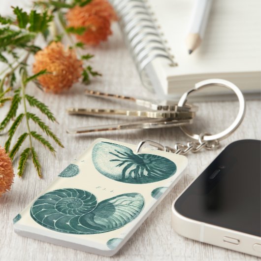 Red en Green Seashell Art Sleutelhanger (Voorkant Rechts)