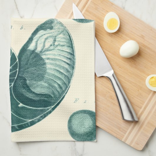 Red en Green Seashell Art Theedoek (Quarter Fold)