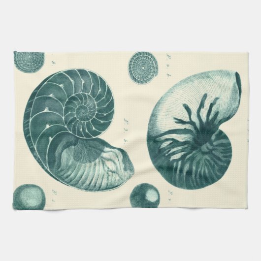 Red en Green Seashell Art Theedoek (Horizontaal)