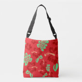 Red en Green Tropical Hibiscus Floral Crossbody Tas (Voorkant)