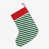 Red en Hunter Green Holiday Stripes Monogram Kleine Kerstsok (Achterkant (Hangend))