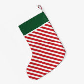 Red en Hunter Green Holiday Stripes Monogram Kleine Kerstsok (Achterkant (Hangend))