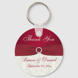 Red en Ivory Damask Dank je Sleutelhanger