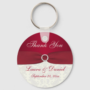 Red en Ivory Damask Dank je Sleutelhanger