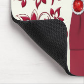 Red en Ivory Floral Mousepad Muismat (Hoek)