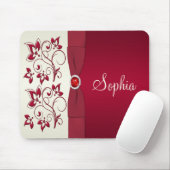 Red en Ivory Floral Mousepad Muismat (Met muis)
