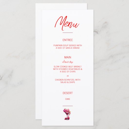 Red en Maroon Brunch en Bubbly Menu (Voorkant / Achterkant)