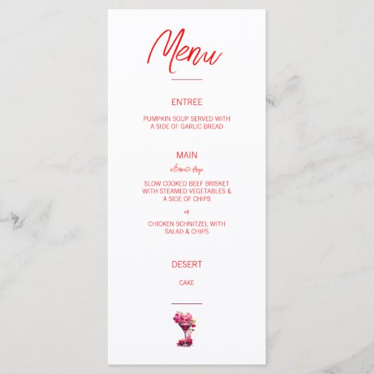 Red en Maroon Brunch en Bubbly Menu (Voorkant)
