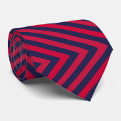 Red en Navy Blue Striped Formal Stropdas (Opgerold)