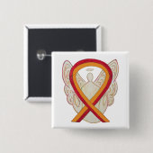 Red en Oranje Ribbon Awareness Angel Pin Vierkante Button 5,1 Cm (Voorkant /achterkant)