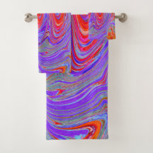 Red en Paarse Groovy Abstracte Retro Art