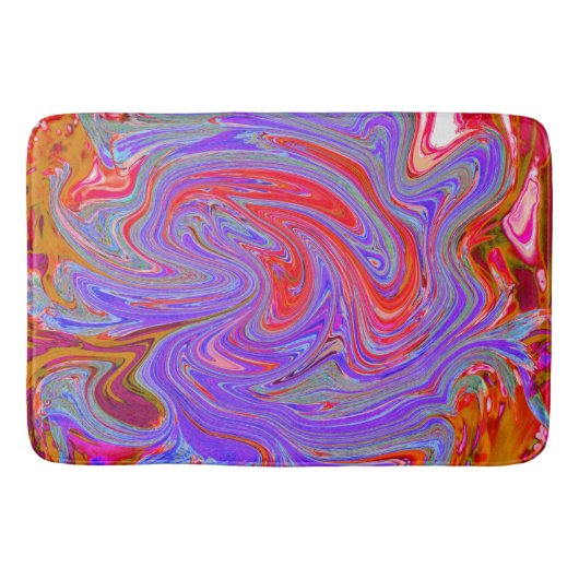 Red en Paarse Groovy Abstracte Retro Art Badmat (Voorkant)