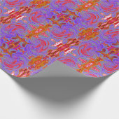 Red en Paarse Groovy Abstracte Retro Art Cadeaupapier (Hoek)
