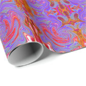 Red en Paarse Groovy Abstracte Retro Art Cadeaupapier (Rol Hoek)