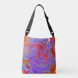 Red en Paarse Groovy Abstracte Retro Art Crossbody Tas