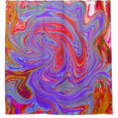 Red en Paarse Groovy Abstracte Retro Art Douchegordijn (Voorkant)