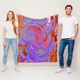Red en Paarse Groovy Abstracte Retro Art Fleece Deken