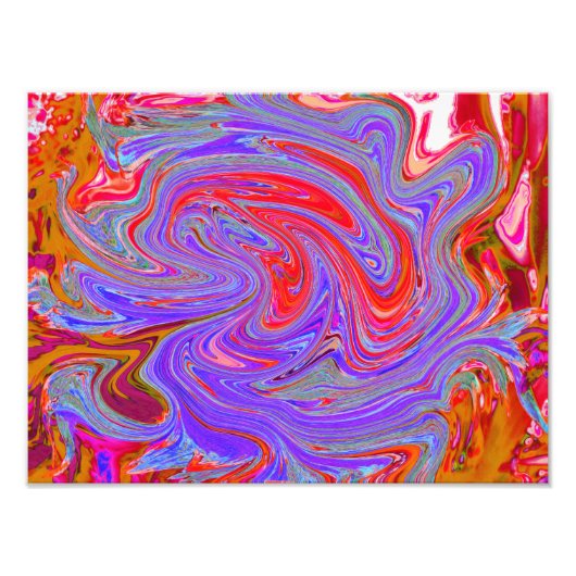 Red en Paarse Groovy Abstracte Retro Art Foto Afdruk (Voorkant)