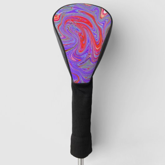 Red en Paarse Groovy Abstracte Retro Art Golfheadcover (Voorkant)