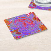 Red en Paarse Groovy Abstracte Retro Art Kartonnen Onderzetters (Schuin)