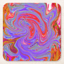 Red en Paarse Groovy Abstracte Retro Art Kartonnen Onderzetters