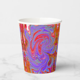Red en Paarse Groovy Abstracte Retro Art Papieren Bekers