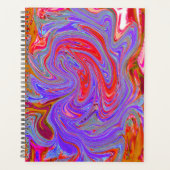 Red en Paarse Groovy Abstracte Retro Art Planner (Voorkant)