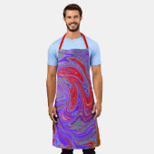 Red en Paarse Groovy Abstracte Retro Art Schort (Gedragen)