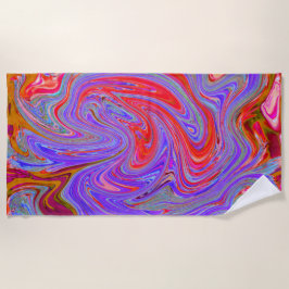 Red en Paarse Groovy Abstracte Retro Art Strandlaken