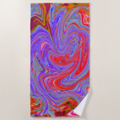 Red en Paarse Groovy Abstracte Retro Art Strandlaken (Voorkant)