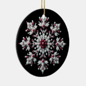Red en Pearl Snowflake Familie Keramisch Ornament (Rechts)
