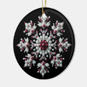 Red en Pearl Snowflake Familie Keramisch Ornament (Links)