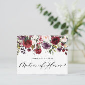 Red en Purple Flowers zijn mijn matron van eer Briefkaart (Staand voorkant)