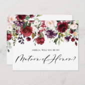 Red en Purple Flowers zijn mijn matron van eer Briefkaart (Voorkant / Achterkant)