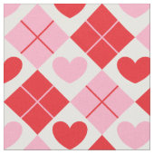 Red en Roze Argyle Heart Pattern Stof (Close Up)