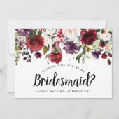 Red en Roze Floral zullen mijn Bridesmaïde Kaart z (Voorkant)
