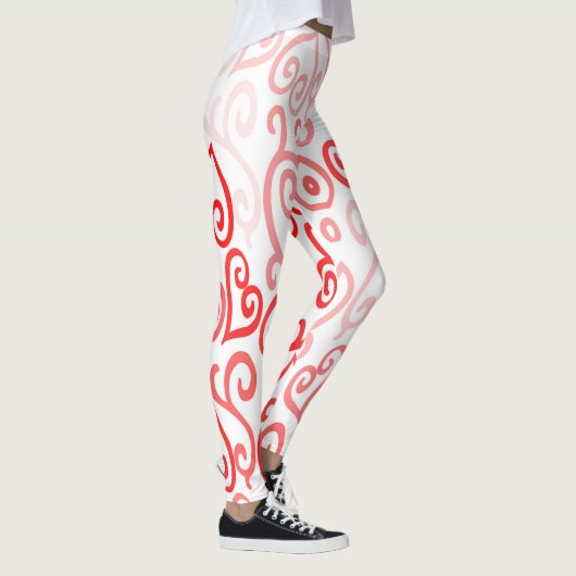 Red en Roze Ombre Heart Pattern Leggings (Rechts)