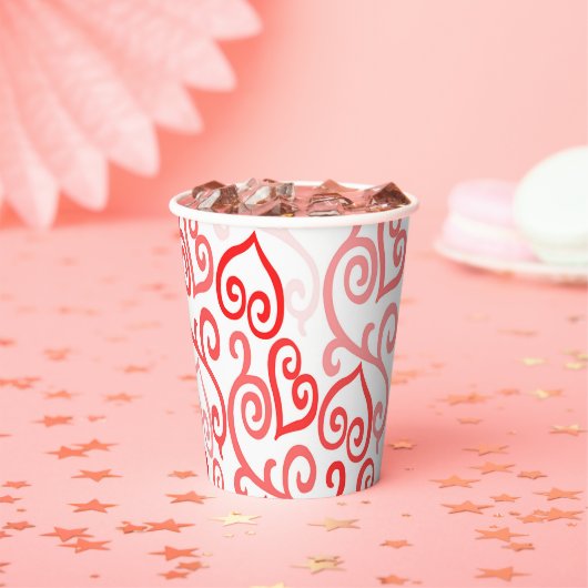 Red en Roze Ombre Heart Pattern Papieren Bekers (Insitu)