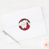 Red en Silver Floral Quinceanera Ronde Sticker (Envelop)