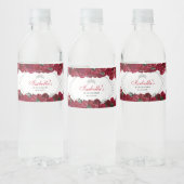 Red en Silver Floral Quinceanera Waterfles Etiket (Flessen)